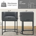 thumbnail image 4 of FANCROU 26" H Counter Height Bar Stools Set of 2, Fabric Barrel Stools with Back and Arms, Darkgray-Black Leg, 4 of 7