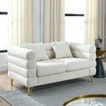 thumbnail image 2 of Atumon 60" Cloud Sofa Couch, 2-Seat Modern Teddy Loveseat Sofa with Plush Boucle Fabric & 2 Pillows, Overstuffed Deep Seating with Solid Wood Frame & Gold Metal Legs, 60"L x 32"W x 28"H, White, 2 of 10