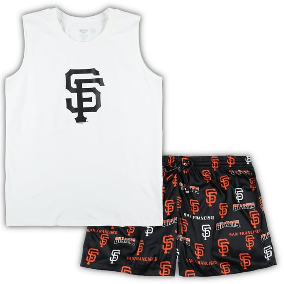 Women's Concepts Sport White/Black San Francisco Giants Plus Size Tank Top & Shorts Sleep Set