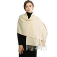 thumbnail image 2 of Beige Scarf Women Pashmina Scarf Soft Solid Plain Shawl Wrap Fashion Warm Neck with Fringes, 2 of 4