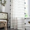 thumbnail image 6 of Vireellx Boho Curtains for Bedroom, Cream Hollow Crochet Stripes and Florals Print Cotton Linen Fabric Patchwork, Bohemian Beige Tassel Semi-Blackout Window Panel Farmhouse Drape, 6 of 8