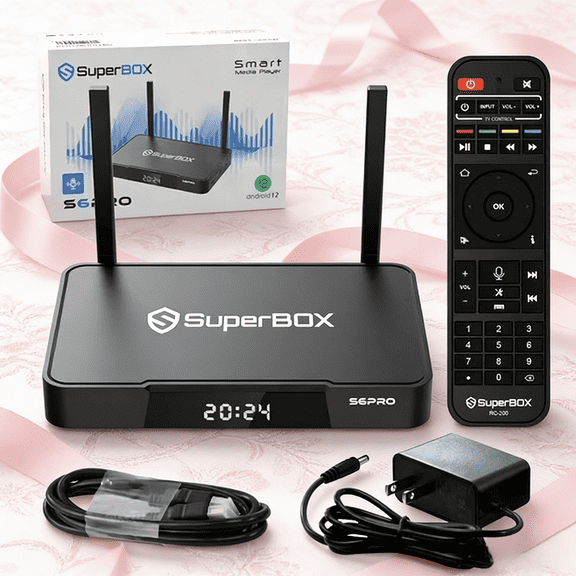 SuperBox S6 PRO Smart TV Box|2025 Latest Fully Loaded Edition|4GB RAM 32GB Storage|Time Shift & Parental Time Control|Voice Remote Control|Ideal for Home Entertainment