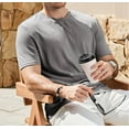 thumbnail image 3 of YATELLE Mens T-Shirt Casual Stretch Solid Crewneck Short Sleeve Tees Textured Shirts, 3 of 6