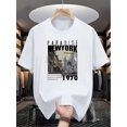 thumbnail image 1 of Men'S Fashion Casual PARADISE NEW YORK Print Straight Shoulder Short Sleeve T-Shirt, Comfortable and Versatile, 1 of 5