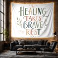 thumbnail image 6 of Healing Takes Brave Rest Quote Between Leafy Stems, Serene Boho for Wellness Enthusiasts, Botanical Wall Art, Thank You Gift, Tapestry Wall Hanging for Bedroom and Studio, 6 of 7