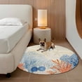 thumbnail image 2 of Orange Navy Blue Coral Round Area Rug 6Ft Washable Circle Rugs for Bathroom Office, Summer Beach Coastal Retro Non-Slip Carpet Floor Mats Indoor Outdoor Carpet Runner Aesthetic Home Decor, 2 of 8