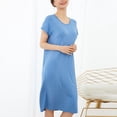 thumbnail image 2 of Besolor Chemises de Nuit Grande Taille pour Femmes Été Confortables à Manches Courtes Col Ras du Cou Vêtements de Nuit Chemises de Sommeil Robe de Nuit, 2 of 5