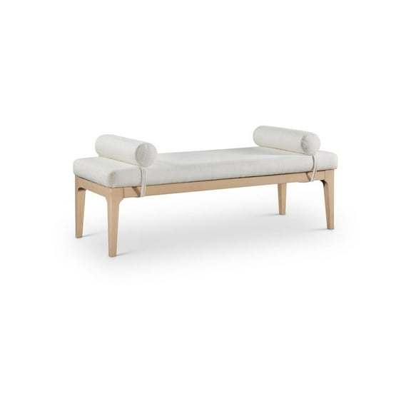 Meridian Furniture Priscilla Cream Linen Textured Fabric Bench