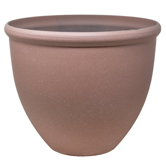 Garden Elements TerraStone Classic Smooth Round Planter, Terracotta, 16in