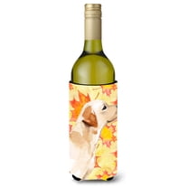Carolines Treasures BB9528LITERK Yellow Labrador 2 Fall Wine Bottle Beverge Insulator Hugger  Wine Bottle multicolor
