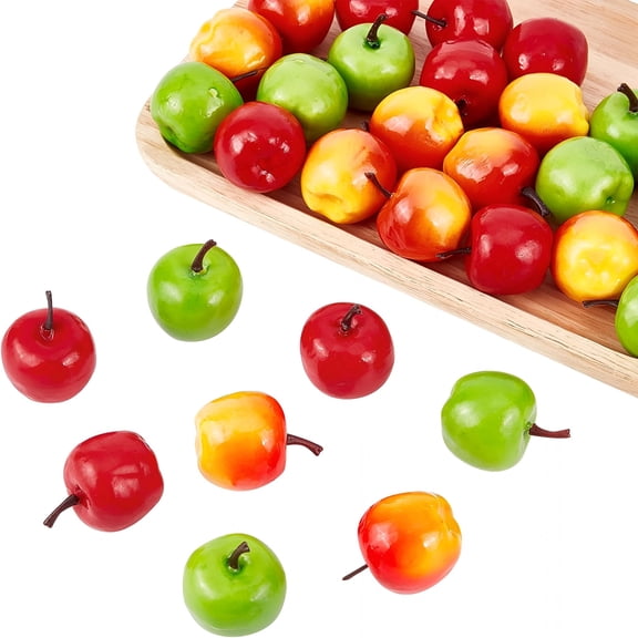 BESTSKY 30 Pcs Mini Foam Artificial Apples, Mixed Color Imitation Fruit Props for Dollhouse Accessories, Pretend Play Decorations, and DIY Crafts