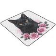 thumbnail image 7 of WOBOGO Black Cat with Pink Roses Baby Playmats Extra Large Waterproof Rollable Activity Pads for Toddlers 50×50inch, 7 of 7