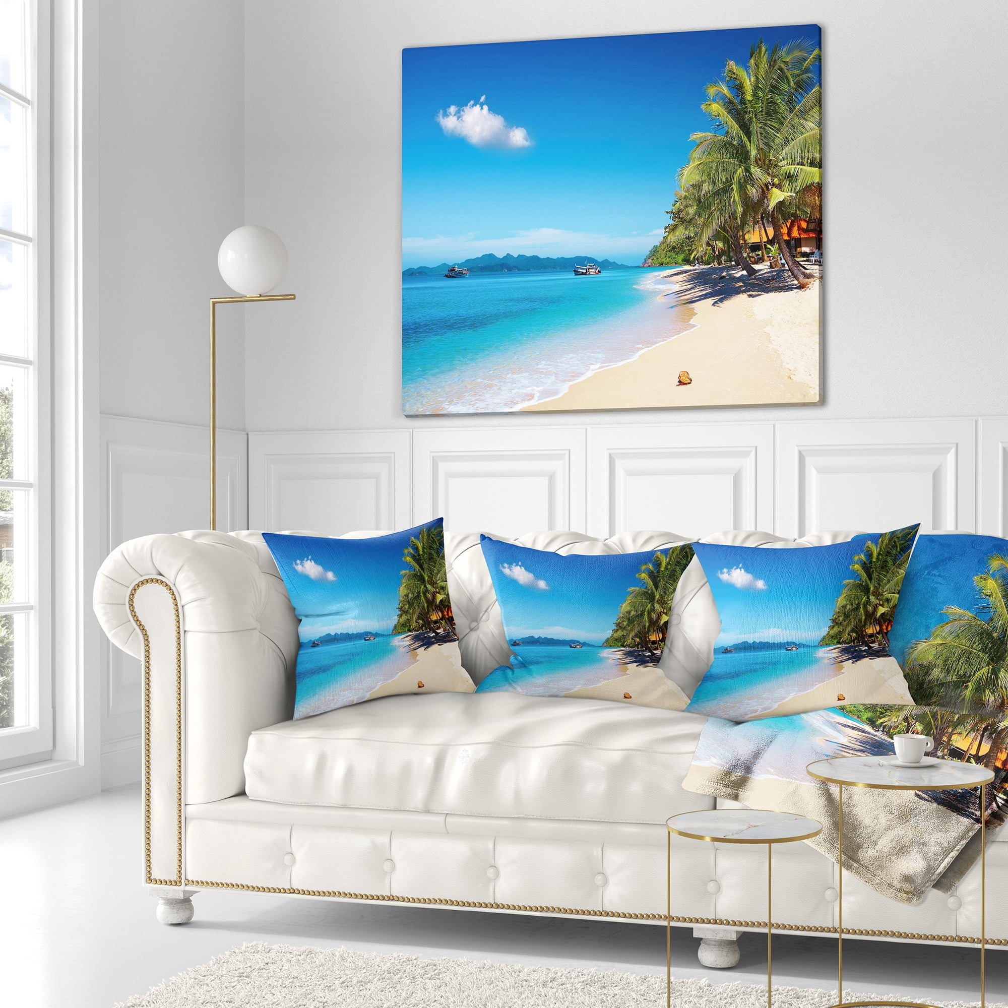 Designart Tropical Beach Thailand - Photography Throw Pillow - 18x18
