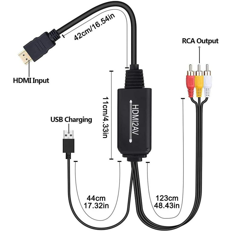HDMI to RCA Cable, HDMI to RCA Converter Adapter Cable, 1080P HDMI