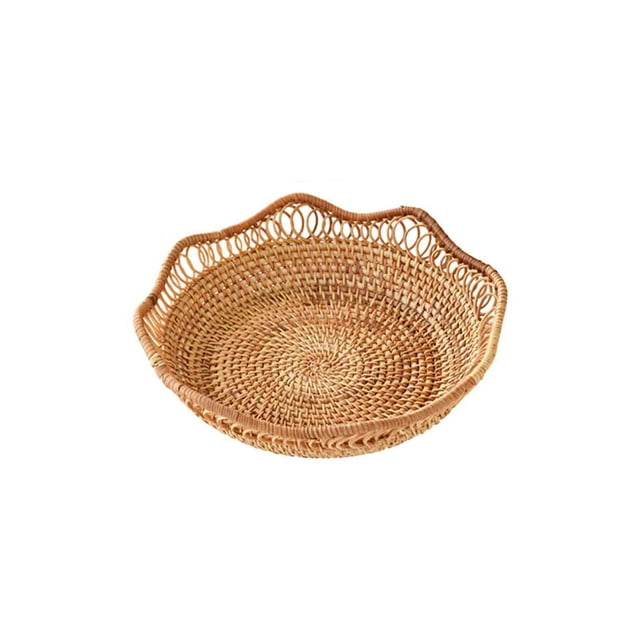 Cesta de mimbre para frutas Frutero de mimbre Bandeja para aperitivos Cesta de mimbre tejida a mano Pequeño