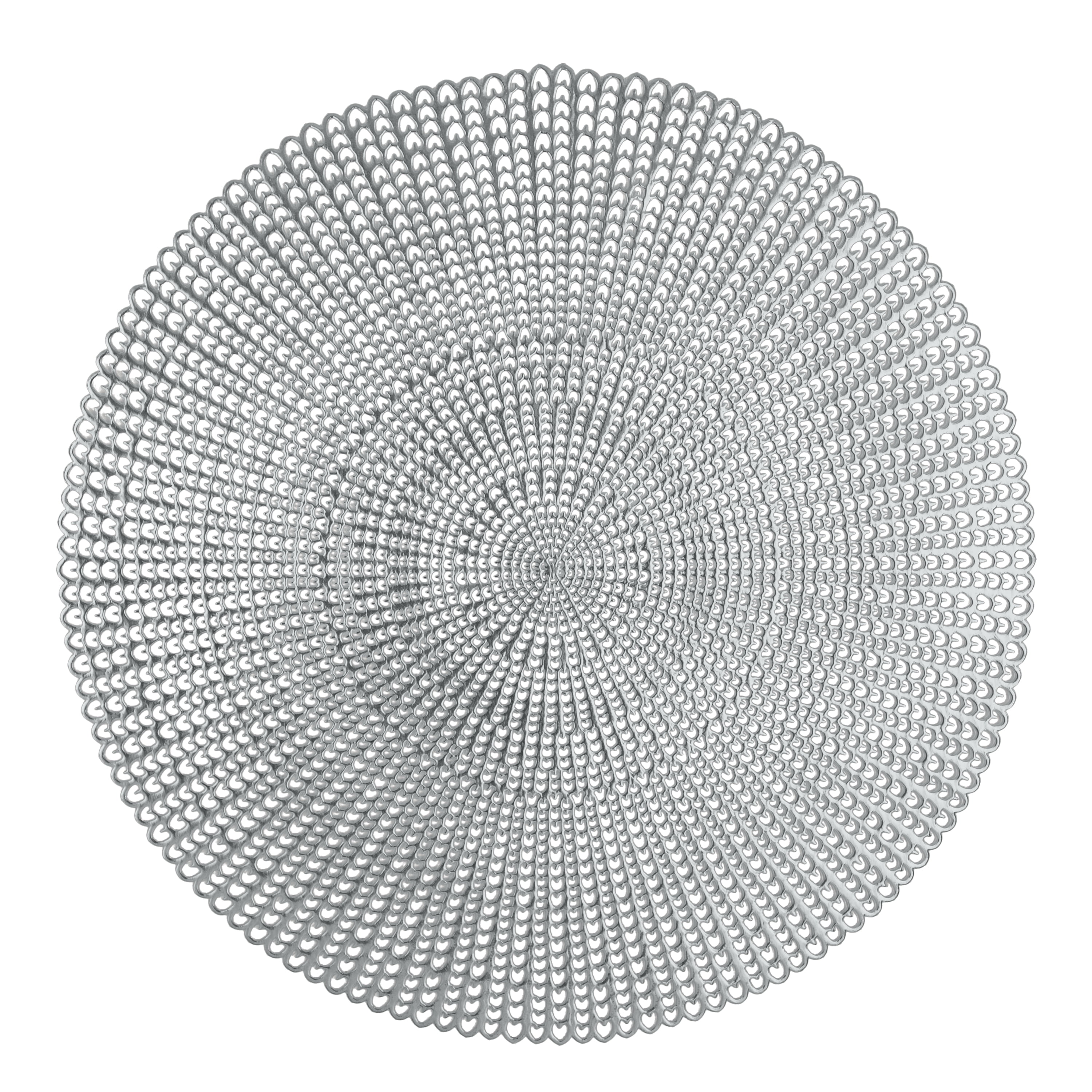 Home Details Set of Four Round Woven Place Mats, Silver