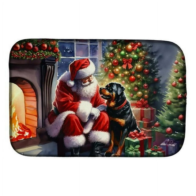 Carolines Treasures DAC4151DDM 21 x 14 Po Unisex Rottweiler & Santa Claus Mat de Séchage de Vaisselle