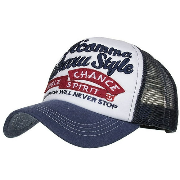 MIASHUI Casquette de Baseball Unisexe en Maille à Lettres Colorées pour le Sport et l'Usage Quotidien, Ajustement Réglable pour le Confort, Conception Respirante pour la Protection Solaire et le Style Bleu Marine