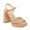 Tan, variant on XYD Women Cutout Open Round Toe Platform Sandals Ankle Strap Block Heels Fashion Party Dress Woven Shoes Size 11 Tan