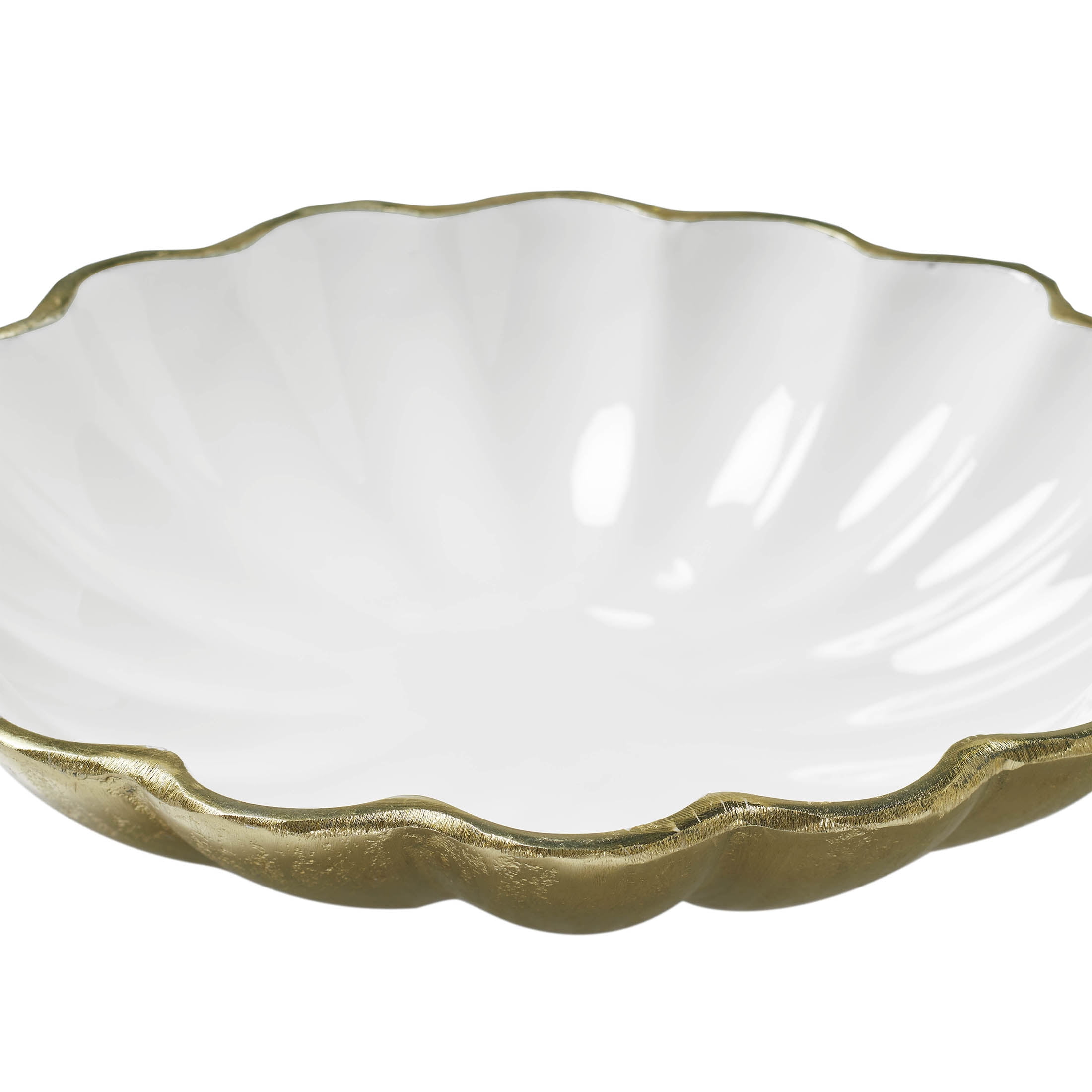My Texas House Small 10" x 2" Ivory Enamel Metal Decorative Bowl