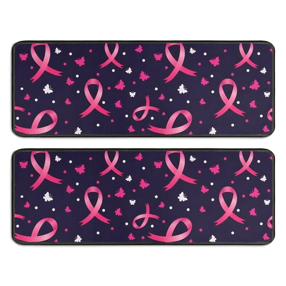Kitchen Rugs Sets Of 2,Pink Breast Cancer Anti Fatigue Kitchen Mat Rugs Non Slip Washable,Decorative Kitchen Floor Mats for Kitchen,Sink,Laundry,17"x47" 17"x47"