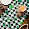 thumbnail image 3 of St. Patrick's Day Table Runner - 60 Inch Long Spring Green Shamrock Checkered Buffalo Cotton and Linen Blended Dress Scarves Farmhouse Table Runner for Kitchen Dining, Coffee Table, 13" x 60", 3 of 8