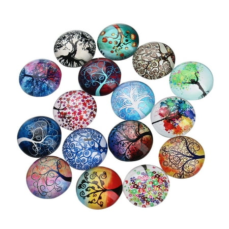 

NUOLUX 12Pcs Life of Tree Glass Dome Cabochons Snaps Flatback DIY Jewelry Accessories for Jewelry Ring Making (25Mm Random Pattern)