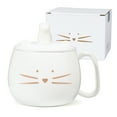 thumbnail image 2 of 16oz Cute Cat Mug with Phone Stand Lid - Kawaii Ceramic Coffee Cup with 3D Kitten Knob - Lead-Free Dishwasher Microwave Safe Gift for Women Girls - White & Gold, 2 of 13