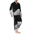 thumbnail image 2 of Wukai Black White Fluid Sculpture Men's Long-Sleeve Pajama Set - Comfortable Sleepwear with Button-Down Shirt and Pants-Small, 2 of 6