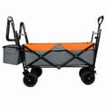 thumbnail image 4 of Olurrisa Heavy-Duty Collapsible Wagon with Canopy, 480lbs Capacity Foldable Cart with 7" All-Terrain Wheels & Drink Holders, Purple for Camping Shopping, 4 of 8