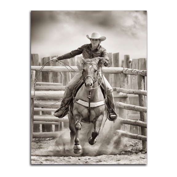 Gango Home Decor Vertical Ride 'Em Cowgirl by Lisa Dearing (Printed on Paper); One 12x16in Unframed Paper Poster