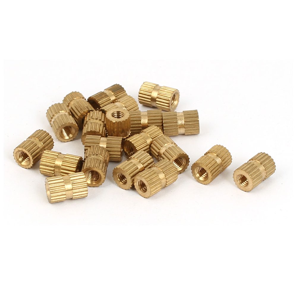 M3 x 5mm x 8mm Female Threaded Insert Embedded Brass Knurled Thumb Nuts 20 Pcs