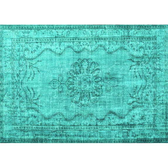 Ahgly Company Machine Washable Indoor Rectangle Persian Turquoise Blue Traditional Area Rugs, 5' x 7'