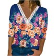 thumbnail image 2 of Pntutb Mujer Moda Casual Manga Larga Botones Cómoda Impresión Sudadera tops Blusa Pntutb Pntutb-3822, 2 of 5