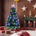 thumbnail image 2 of 3FT Pre-Lit LED Christmas Tree, Fiber Optic Artificial Xmas Tree Top Star, Foldable Metal Base, Multi Color Fiber Optic Tree for Indoor Holiday Home Decoration(Dual Color Blub), 2 of 3