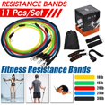thumbnail image 1 of New 11Pcs Set Resistance Bands Fitness Training Tubes Workout Exercise Gym Yoga, 1 of 12