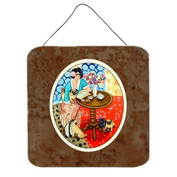 Lady with Her Pug Wall or Door Hanging Prints, 6 x 0.02 x 6 in.