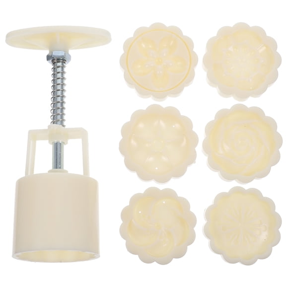 1 Set Moon Cake Mold 3D Flowers Hand Pressure Fondant Dessert Moon Cake Mould with Stamp