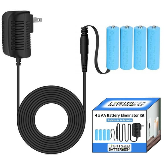 4 x AA Battery Replacement Eliminator Kit for Electronic Devices, Candles, Lanterns, Decorative Lighting, Fountains, Radios, Toys