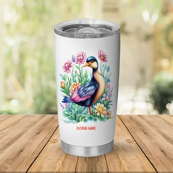 Custom Grebe Bird 20oz Tumbler With Handle & Straw - Stainless Steel Cup With Lid - Personalized Nature Lover Gift For Girls, Women gMVRbE