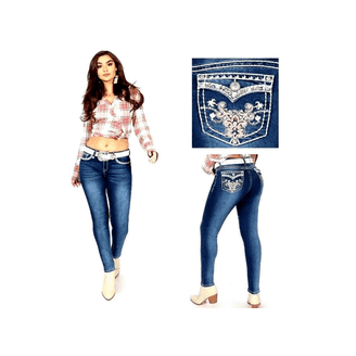 Jack David Rhinestone Studs Dark Wash Denim Flap Pocket Bootcut