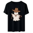 thumbnail image 2 of Inverlee Women's Halloween Shirts Plus Size Pumpkin Ghost Graphic Tees Stretch Round Neck T-shirt Short Sleeve Holiday Blouse Tops Halloween Costumes, 2 of 3