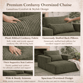 thumbnail image 6 of Miniyam Oversized Corduroy Chaise Lounge Sofa, Deep Seat Plush Couch with Pillows, Upholstered Floor Sofa, No Assembly for Living Room Bedroom, Green, 6 of 7
