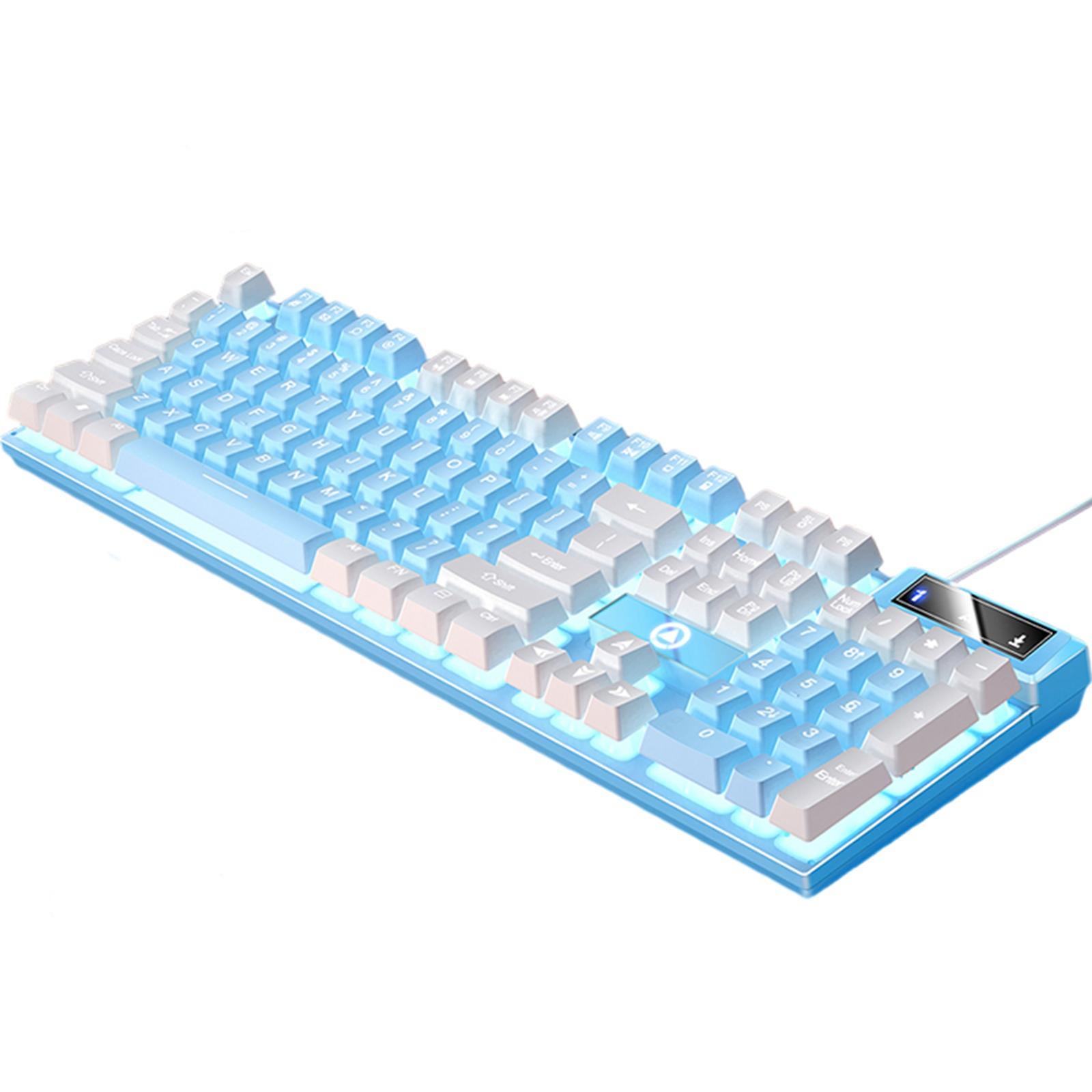 Wired Mechanical Gaming Keyboard USB LED Lighting Effects Comfortable Multimedia Blue White