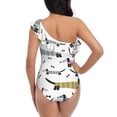 thumbnail image 5 of Rateoe Dachshund Dog Puppy Pattern Women One Piece Swimsuits Tummy Control One Shoulder Bathing Suits Ruffle Swimwear-XX-Large, 5 of 6