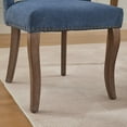 thumbnail image 6 of UHOMEPRO Dining Chair Set of 2, Mid-Century Fabric Upholstered Dining Room Chairs, Modern Kitchen Chairs with Curved Backrest and Copper Nails for Dining Room Living Room Kitchen, Blue, 6 of 9