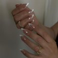 thumbnail image 2 of Uñas postizas MACHAO Uñas de almendra Punta francesa cromo blanco Mediano tono nude, 2 of 5