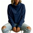 thumbnail image 7 of Jsaierl Womens Turtleneck Lightweight Sweatshirts Loose Fit Solid Color Sweatshirt Trendy Pullover Soft Long Sleeve Tops Fall Clothes S-2XL, 7 of 7