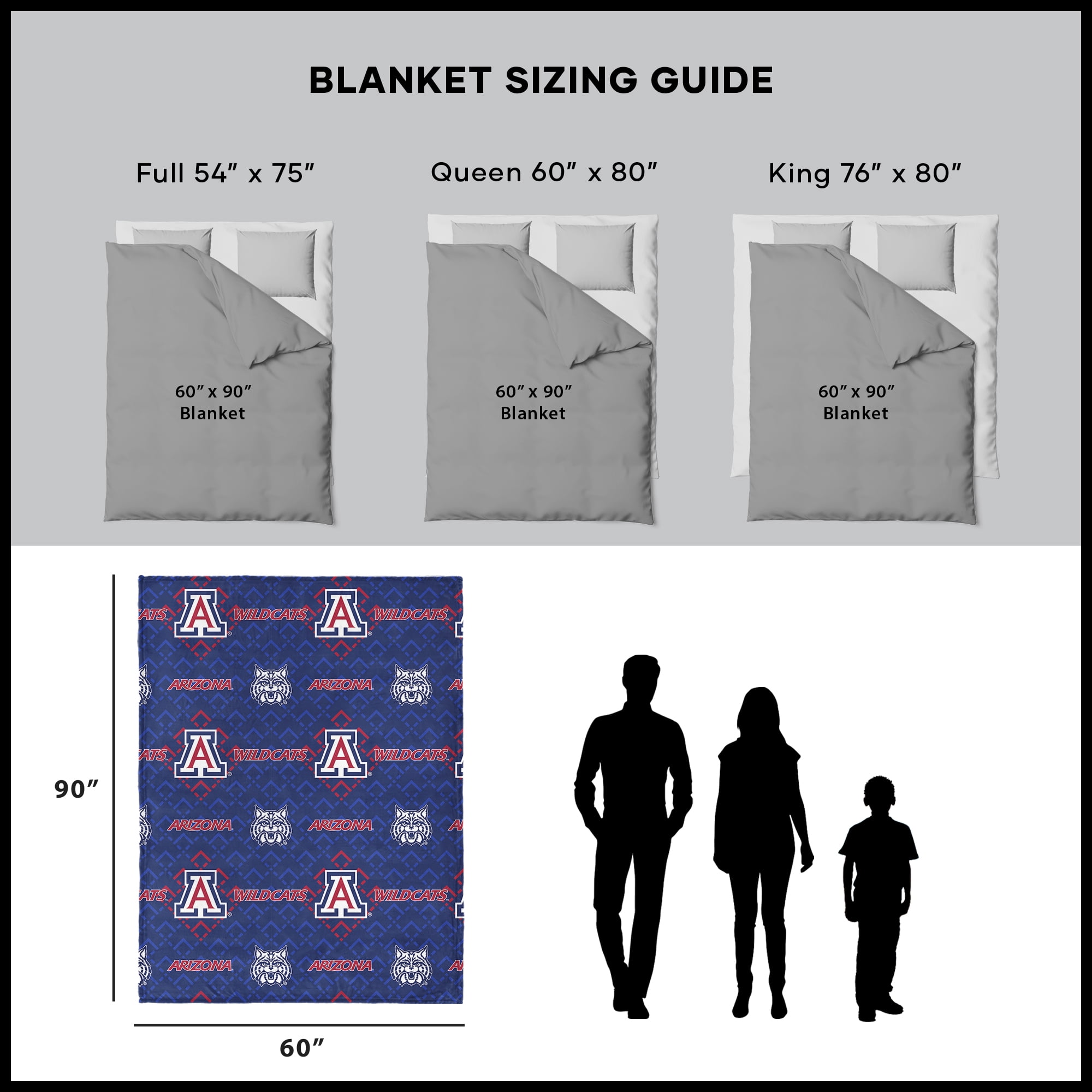 Arizona NCAA Pendant Silk Touch Throw, 60x90 inches