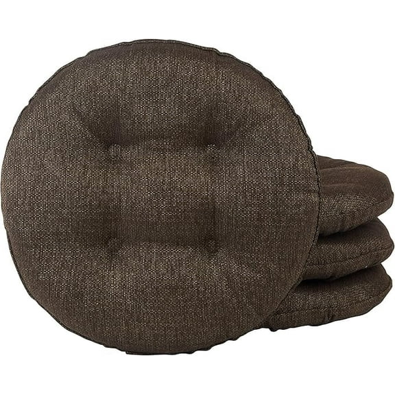 The Gripper Non-Slip Tufted Round Barstool Cushion for Dining Rooms, Cafes, Bars and Restaurants, 14” Chestnut 4 Pack